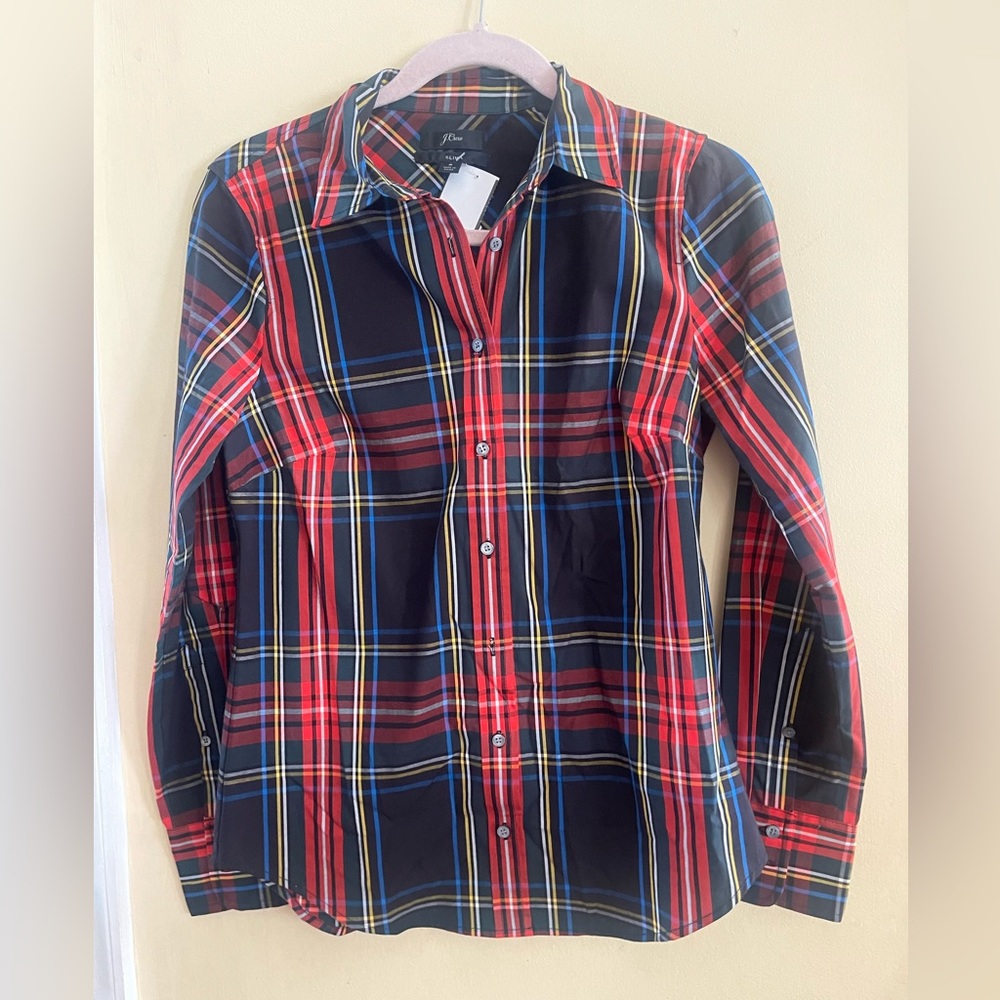 J Crew royal Stewart tartan button down blouse, women’s 2 slim